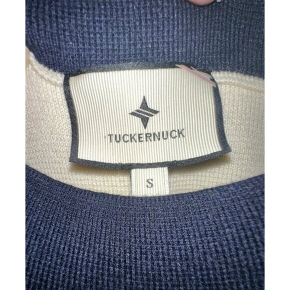 Tuckernuck Women's Merritt Knit Dress Mini Shift Off-White/Navy Pocket Sz S NWT - Picture 6 of 8